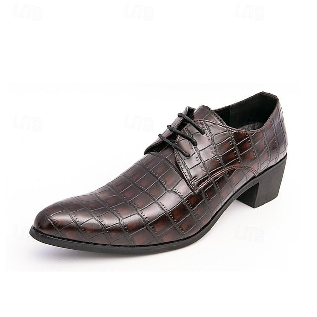 Pattern Red Shoes Men's  – Faux Crocodile Leather
