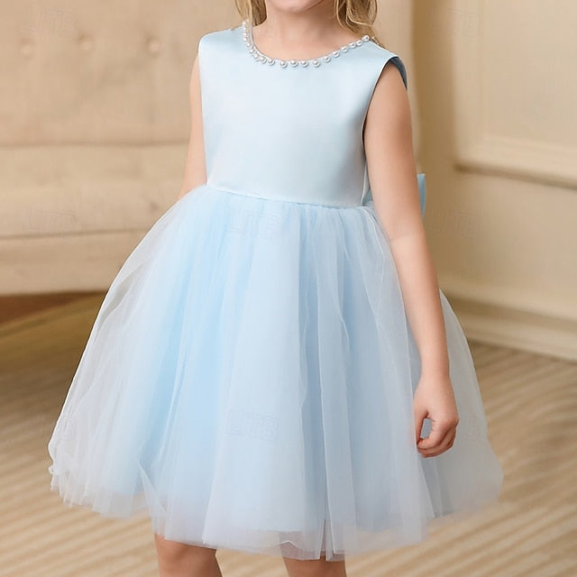 Wedding Sleeveless Party Color Kids Dress Solid Girls'