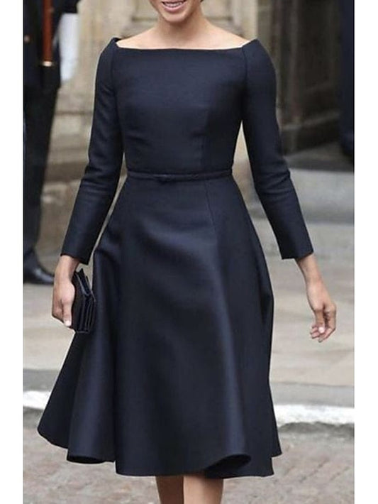 Mother of the Simple Jewel Dress A-Line Bride Tea Neck Elegant