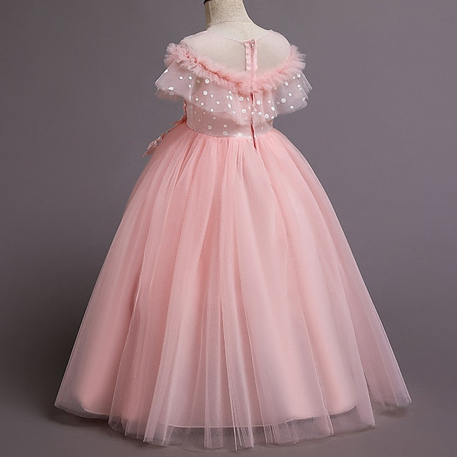 Girl Girls' Solid Dress Color Flower Party Kids