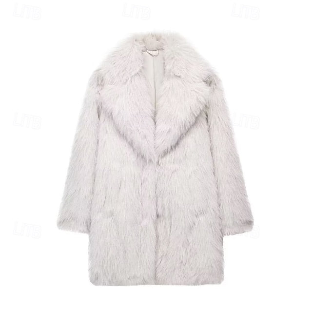 Comfortable Fur Furs Coat Women's Pocket Faux Warm