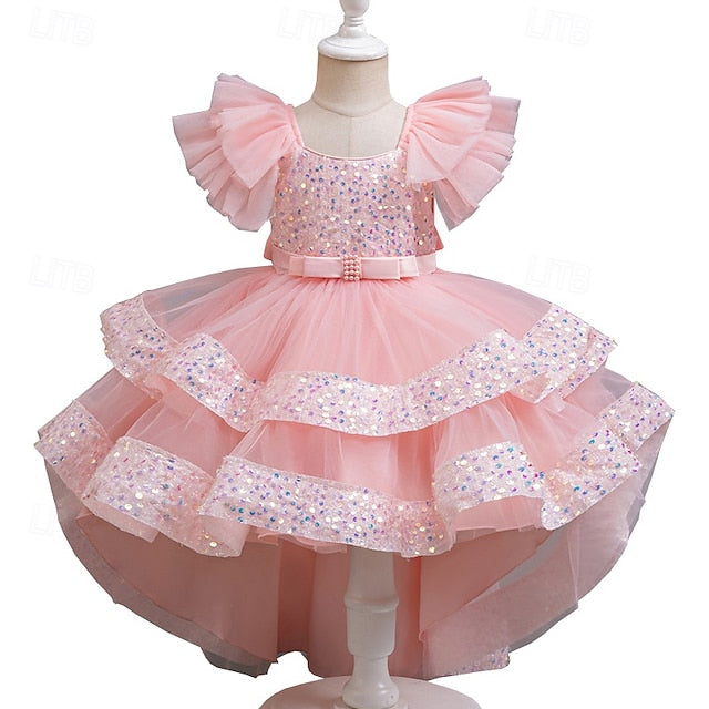 Dress Wedding Party Sequin Special Sleeveless Kids Girls'