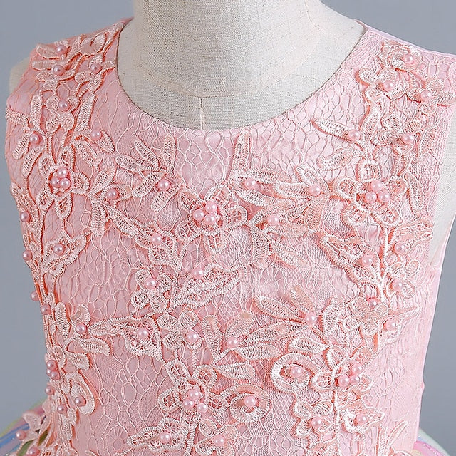 Girls' Floral Sleeveless Kids Party Dress Girl Flower