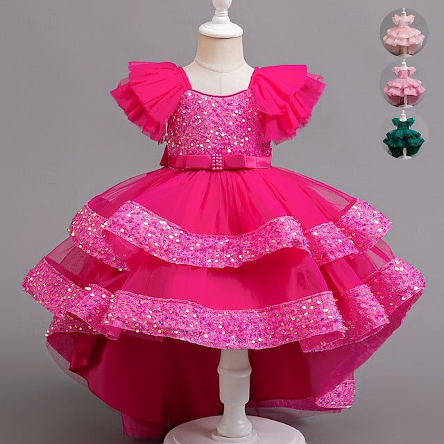 Party Sleeveless Dress Wedding Kids Girls' Special Sequin