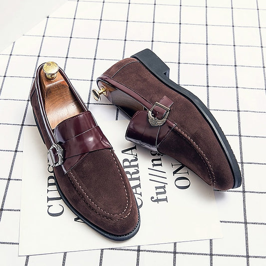 Metal Loafers Suede Strap Leather and Men's Patent with