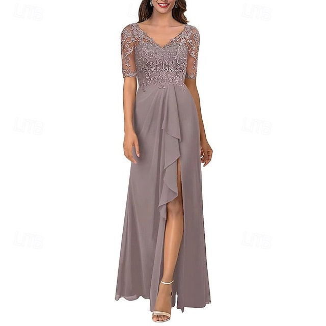 Elegant the of Simple Bride V A-Line Mother Neck Dress