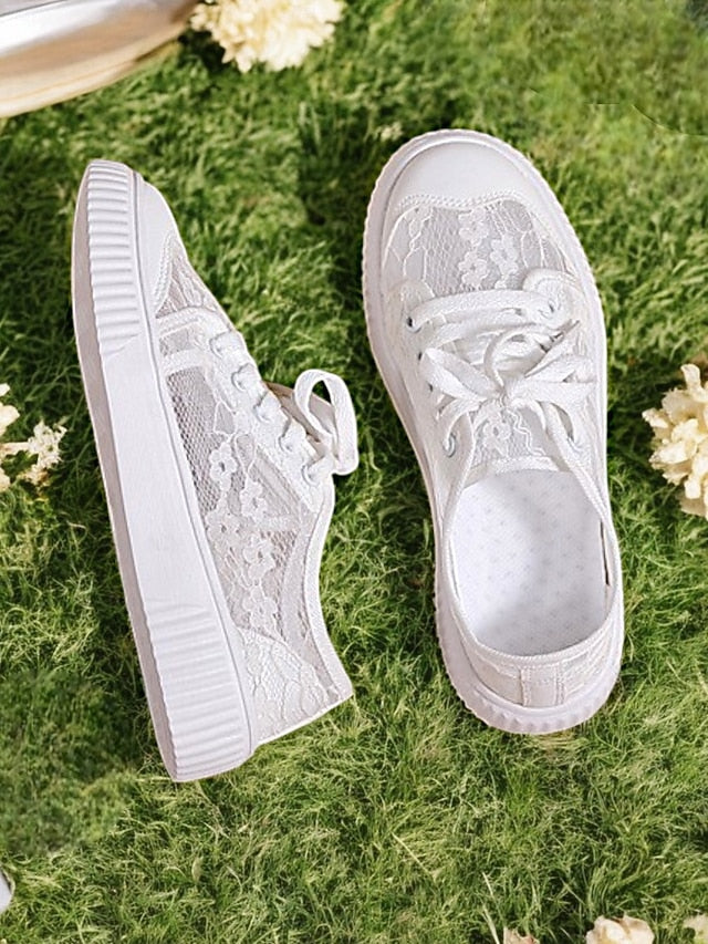 Wedding for Casual – Sneakers Lace Bridal Women Floral Shoes