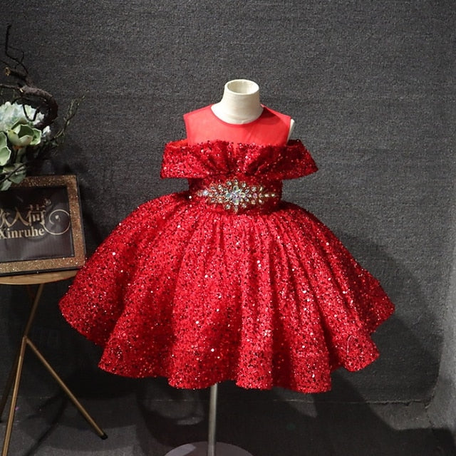 Girls' Solid Dress Sleeve Short Color Kids Party