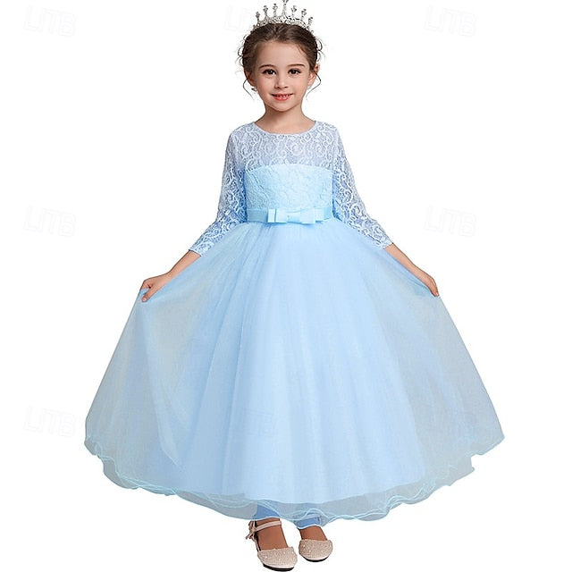 Dress Half Girl Kids Wedding Girls' Flower Sleeve