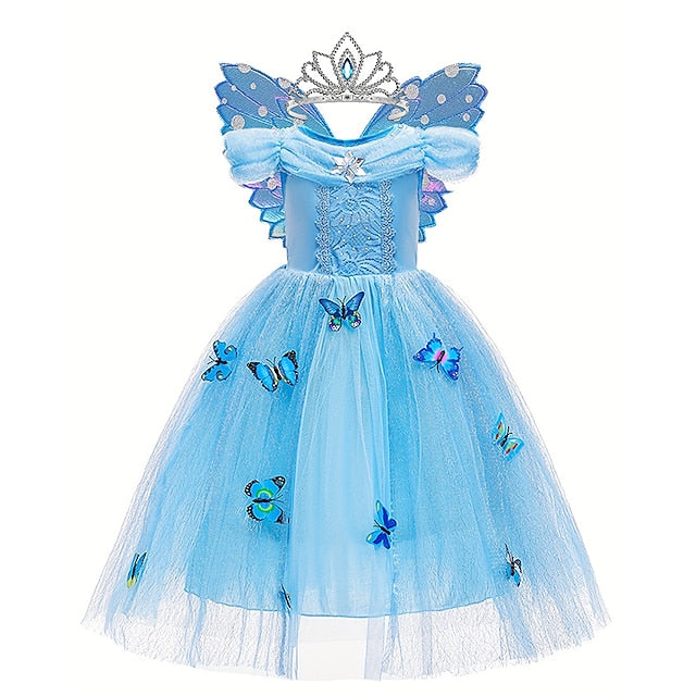 Frozen Elsa Princess Party Dress Theme Tulle Flower Costume Girl
