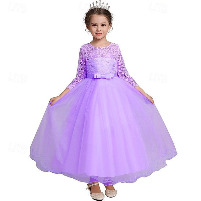 Dress Half Girl Kids Wedding Girls' Flower Sleeve