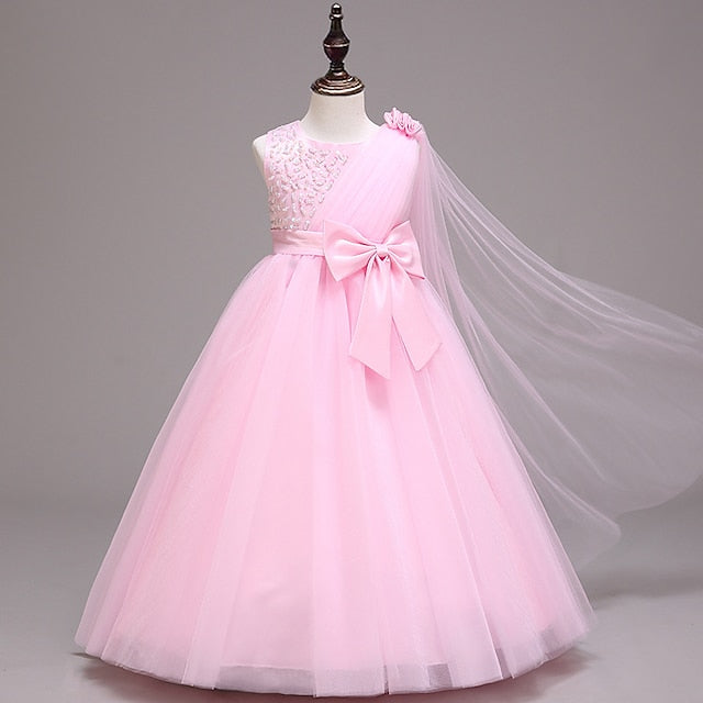 Girls' Dress Kids Flower Colored Solid Girl