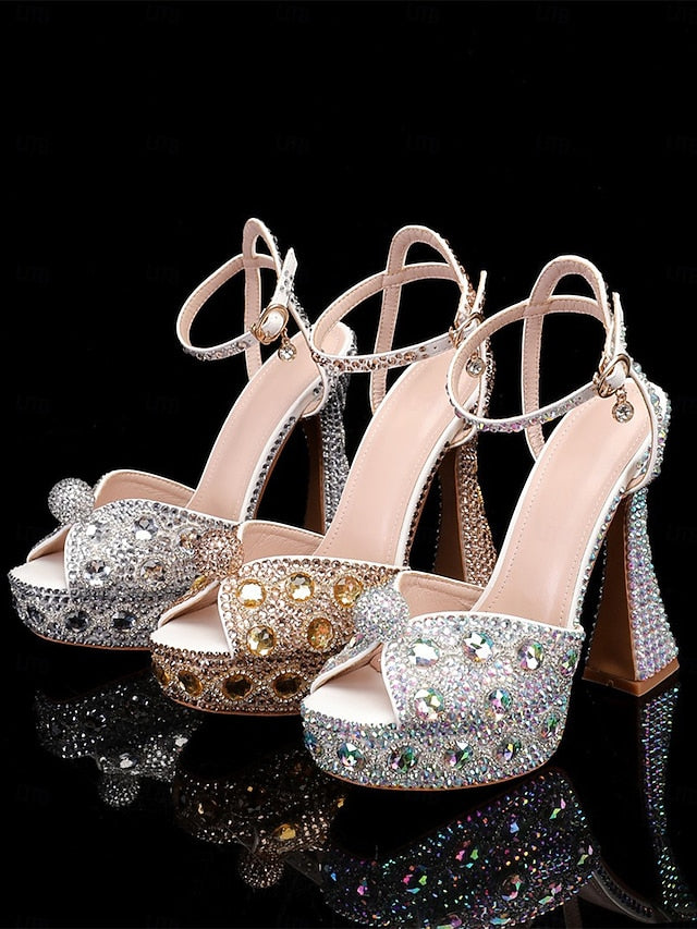 Sandals High Rhinestone Women's Platform with Heel Matching