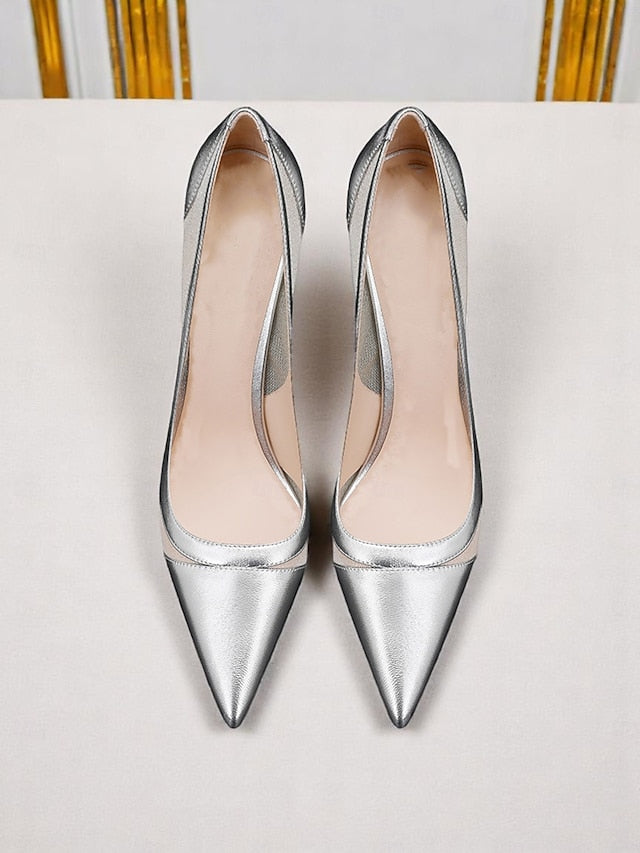 with Pumps Detailing Nude Toe Women's Mesh Pointed Suede