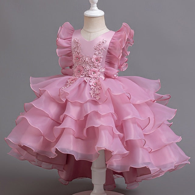 Floral Dress Kids Asymmetrical Girls' Party