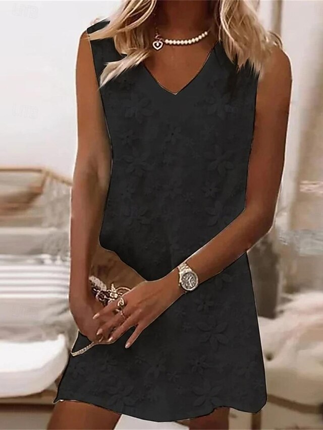 Women's Black Pink Summer Spring Mini Dress Faux Cotton