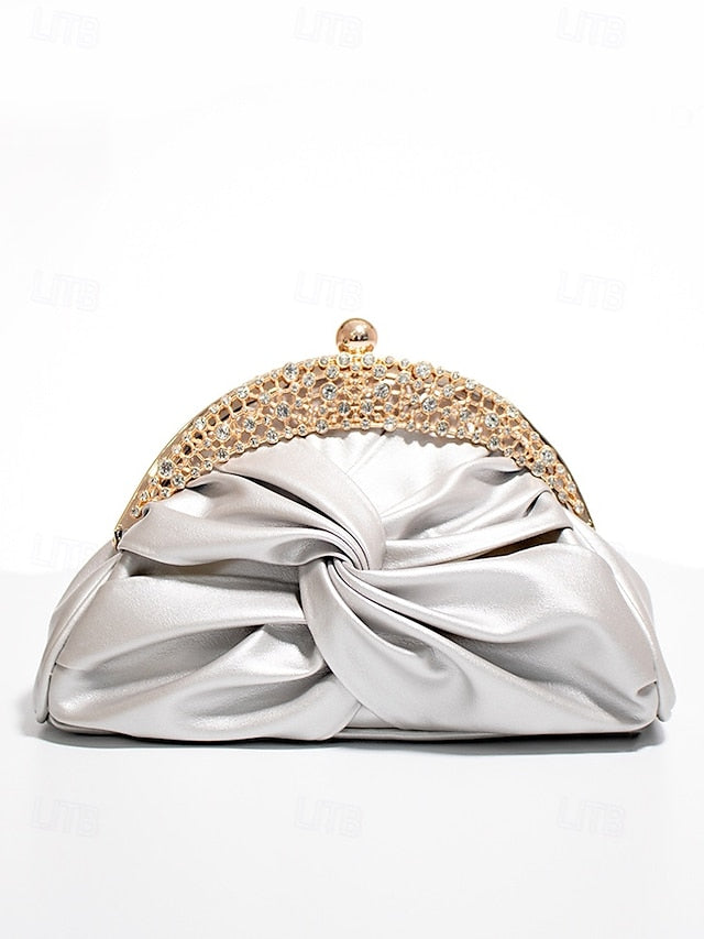 – Evening Women's Bag Leather Clutch Faux Rhinestone