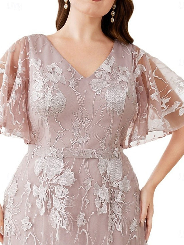 Size V Dress Plus Curve Neck of Elegant Bride the Mother