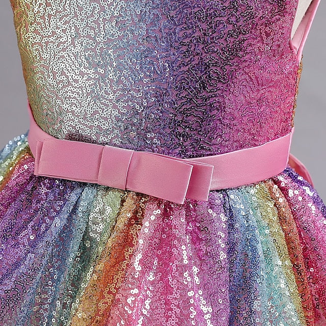 Girls' colour Sleeveless Kids Sequin Party Dress Wedding