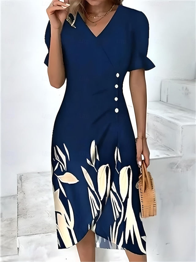 Women's Midi Dress Wrap Dress Elegant Lightweight Puff