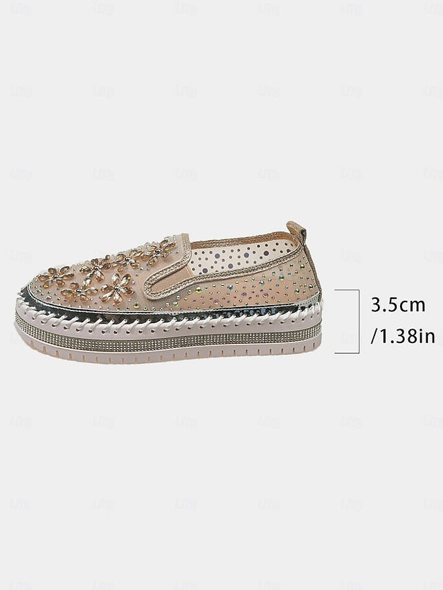 Rhinestone Sneakers with Slip-On Women's Mesh Embellished