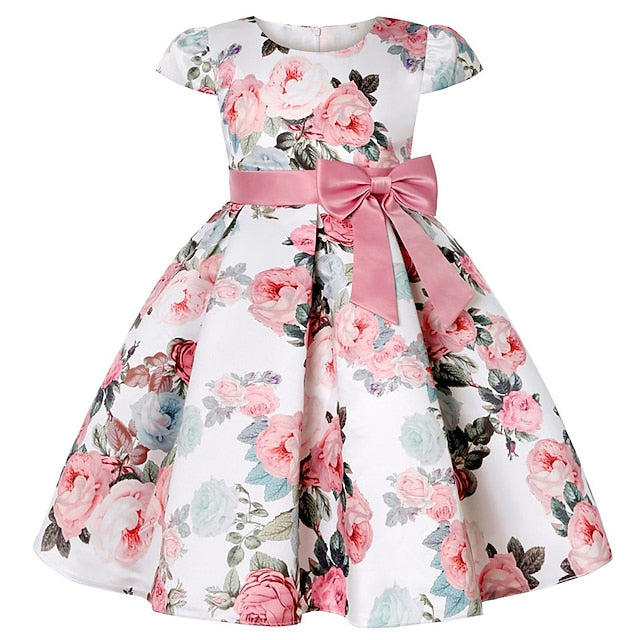 Kids Girls' Short Party Sleeve Dress Floral Flower