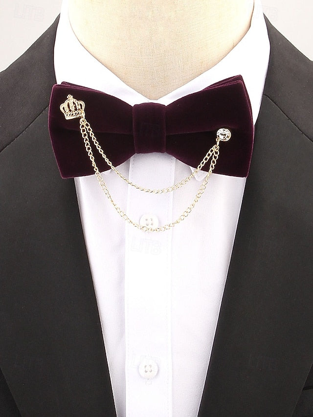 and Tie Crown with Velvet – Men's Chain Bow Detail