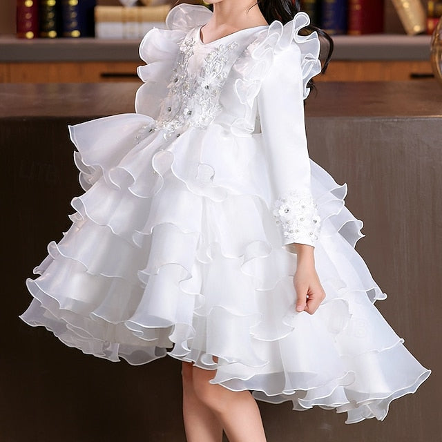 Flower Wedding Kids Dress Sleeve Girls' Special Party Long