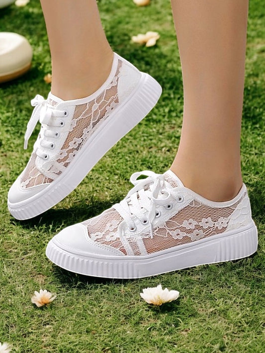 Wedding for Casual – Sneakers Lace Bridal Women Floral Shoes