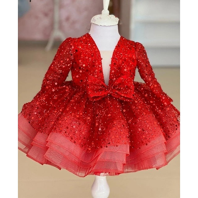 Kids Dress Girl Sequin Party Flower Long Girls'