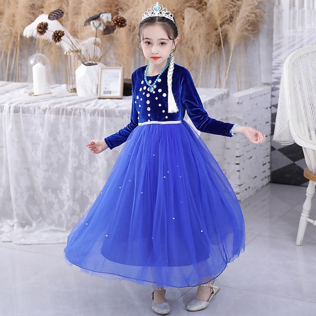 Theme Girl Princess Dress Fairytale Elsa Party Flower Frozen