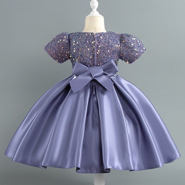 Wedding Dress Party Sleeve Girls' Short Sequin Toddler