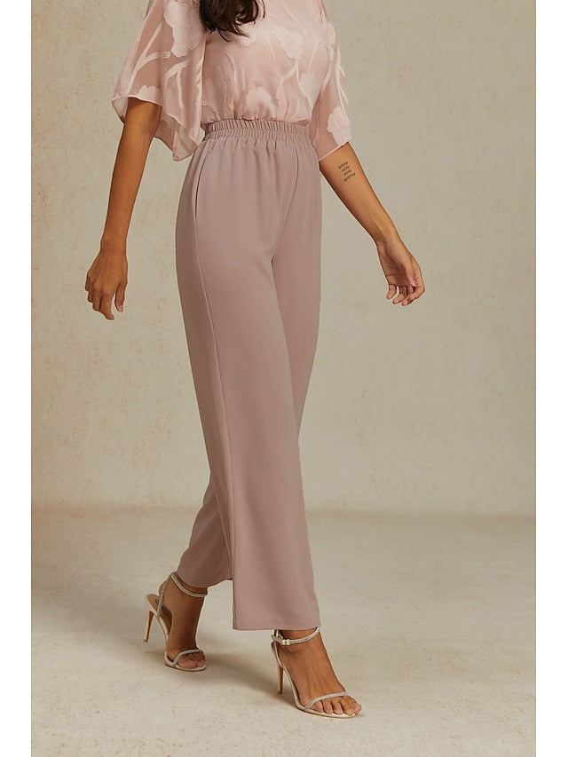 Women's Wide Leg Chinos Baggy Pants Basic Full Length High