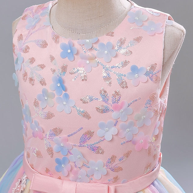 Girls' Dress Solid Party Color Kids Girl Flower