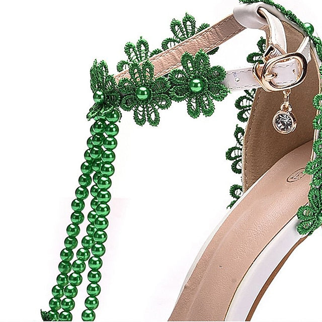 Lace Heel High Shoes Pointed Women's Bridal Wedding