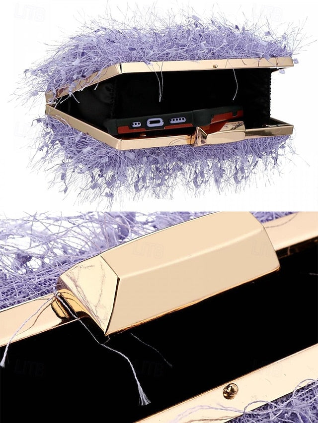 Clutch Feathered Women's Chain Evening Chic Strap with