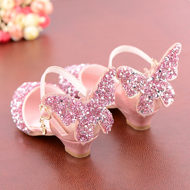 – Sparkly Butterfly Shoes Pink Glitter Princess Girls'