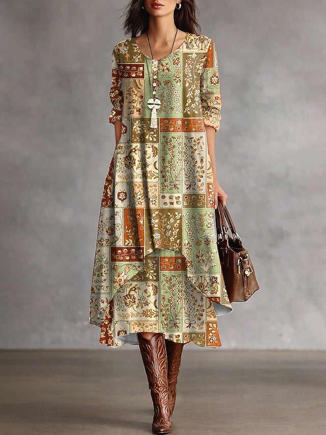 Women's Midi Dress Shift Dress Casual Holiday Loose Fit