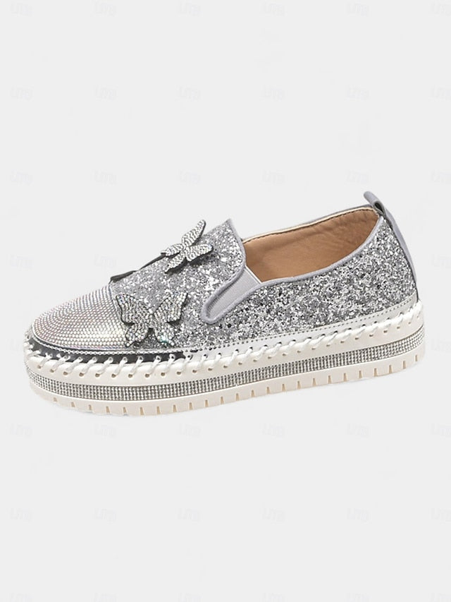 Platform Women's Glitter with Sneakers Slip-On Purple