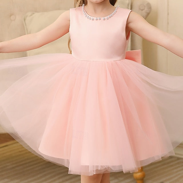 Wedding Sleeveless Party Color Kids Dress Solid Girls'