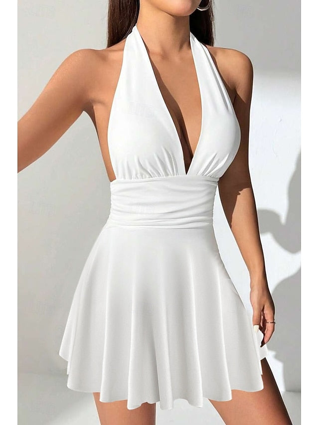 Women's Mini Dress White Dress Graduation Dress Fashion