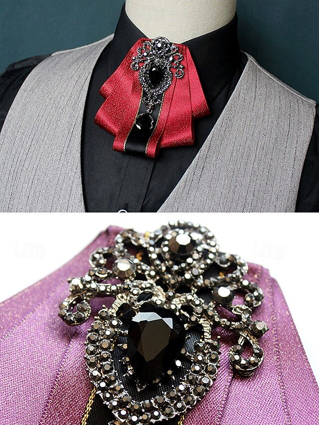 - Elegant Christmas Tie Diamond-Accent Satin Bow Men's