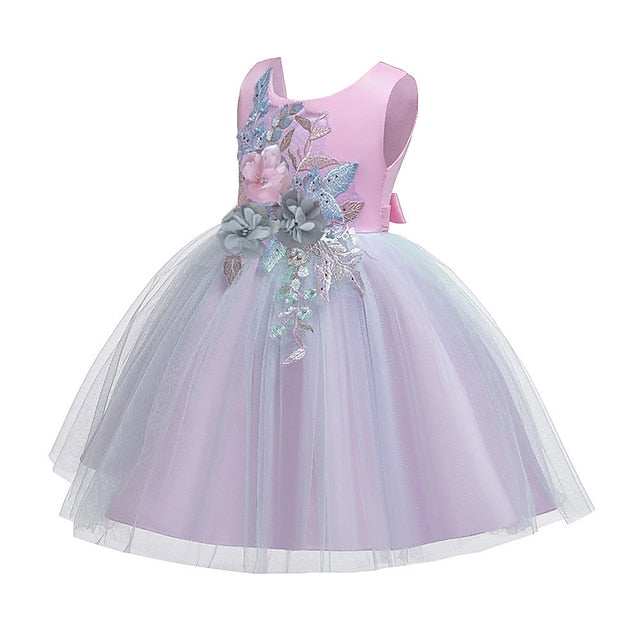 Blushing Blue Floral Purple Dress Girls' Party Lace Kids