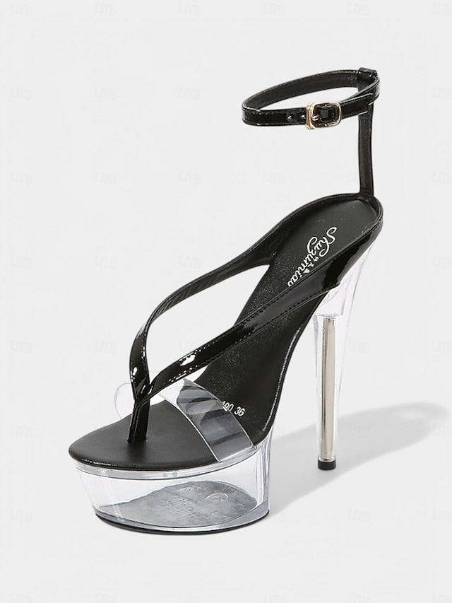 Sexy Sandals Clear – Lavender Heel Nightclub Platform