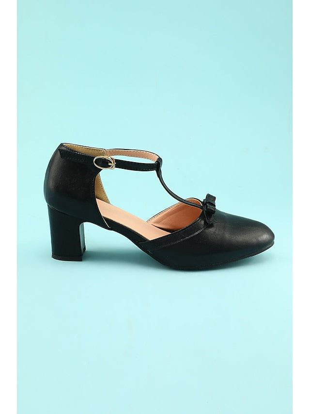 1950s 20s T-strap Vintage Chunky Heels Roaring Shoes Retro heels