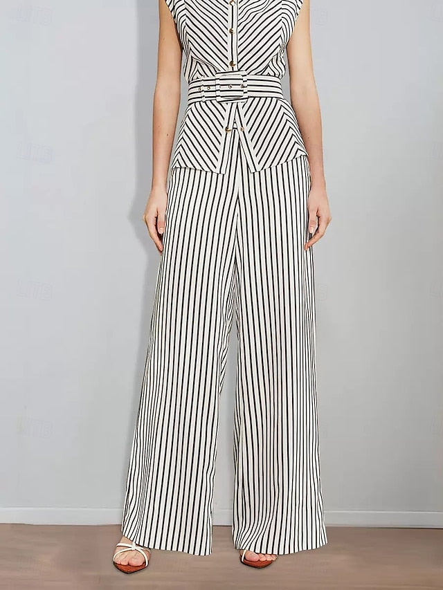 Striped of Pantsuit Print Two Piece Bride Mother the