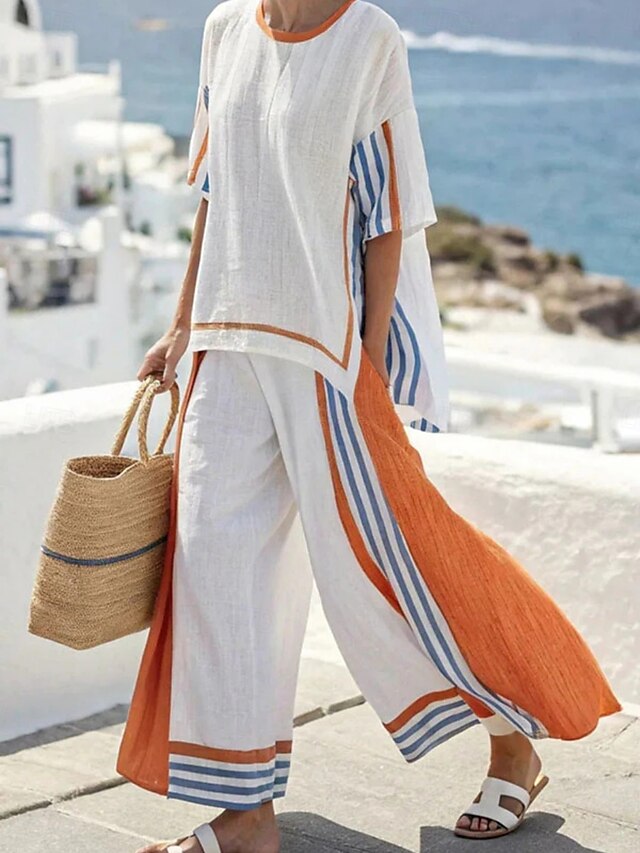 Women's Pants Sets Bolero Top 3/4 Length Sleeve Crew Neck