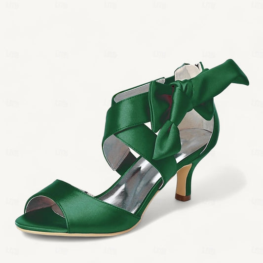 Bowknot Bridal Women's Shoes Heel Open Wedding Kitten