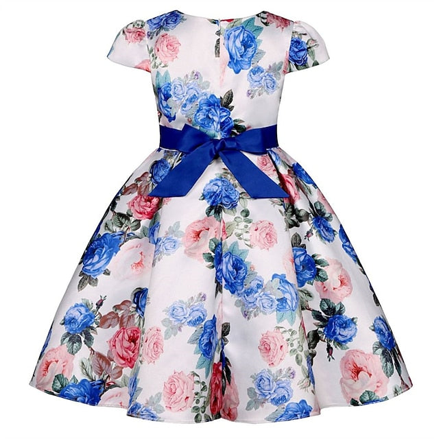 Kids Girls' Short Party Sleeve Dress Floral Flower