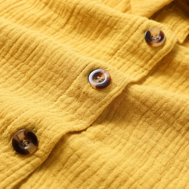 Women's Mini Dress Shirt Dress Cotton Linen Dress Fashion